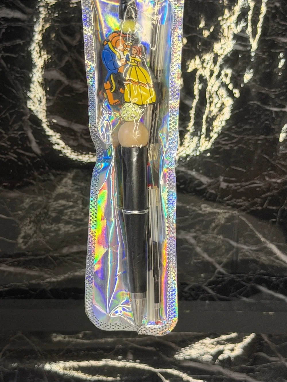 Beauty and the Beast Focal Bead Pen  Black and Blue Ink